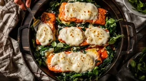 Ich habe mich in diesen Ofenlachs mit Spinat und Mozzarella verliebt