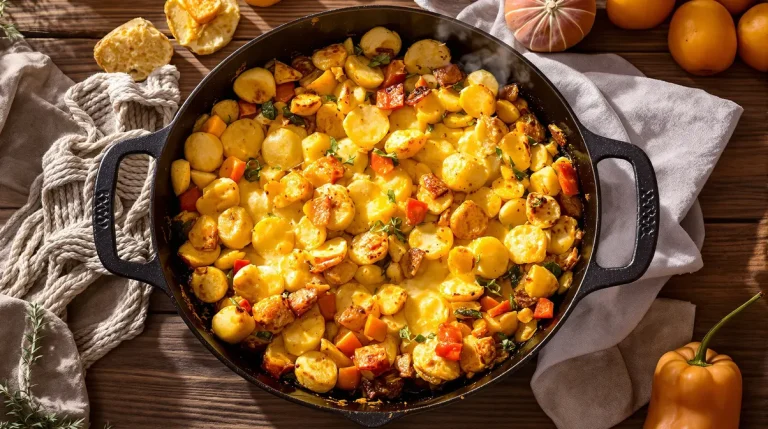 Ofen-Kartoffel-Gemüse-Auflauf mit knusprigem Brot-Topping & Kräuterrahm, den ich immer mache